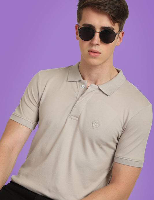 Tan Plain Polo T-Shirt