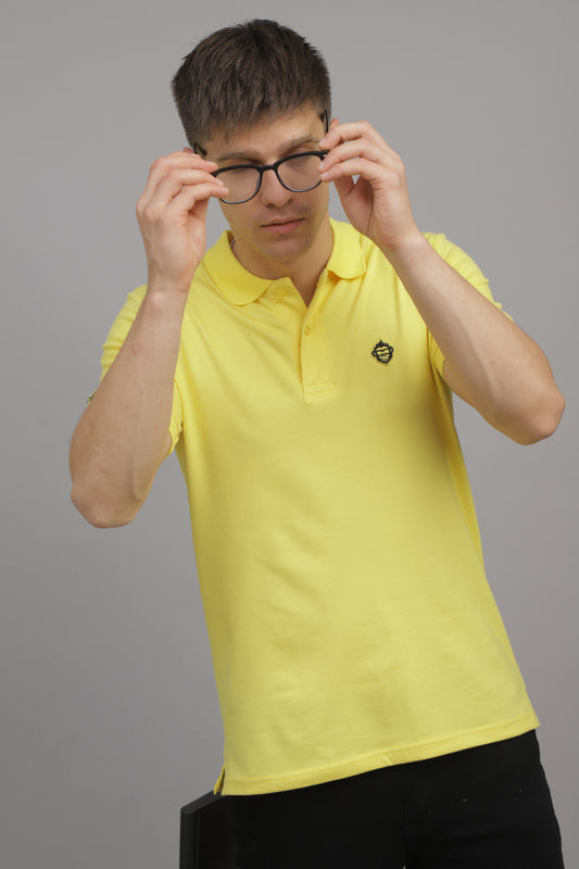 Yellow Solid Plain Polo T-Shirt