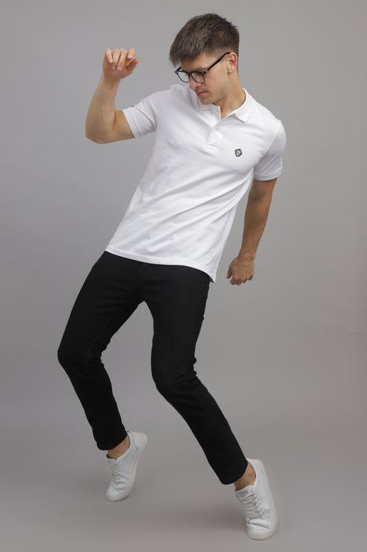 White Solid Plain Polo T-Shirt