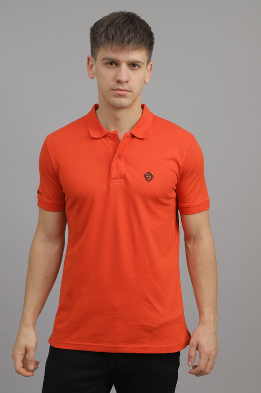 Orange Solid Plain Polo T-Shirt